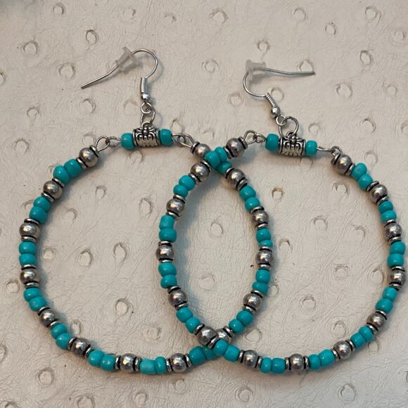 NEW Turquoise hoop earrings - Picture 6 of 6